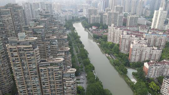 上海普陀区京杭大运河4K航拍原素材