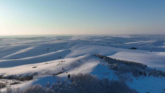 呼伦贝尔森林草原过渡带雪原雪景
