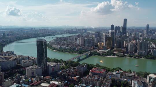 航拍广西柳州城市景观全景 4k