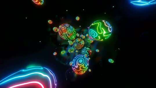 彩色发光球体动态素材