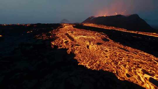 FPV拍摄火山岩浆