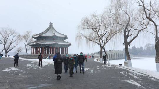北京颐和园雪景移动延时拍摄