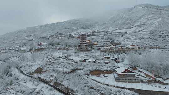 阿坝州松潘古城雪景素材