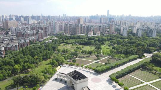 上海静安区全景大宁公园4K航拍原素材