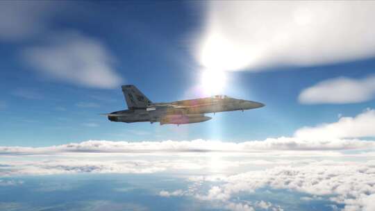 携带导弹的战斗机在云层上空飞行视频素材模板下载