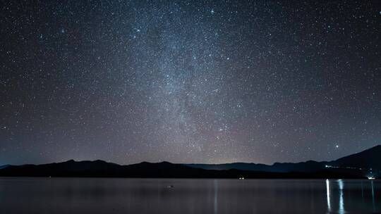 泸沽湖冬季银河星空延时视频素材模板下载