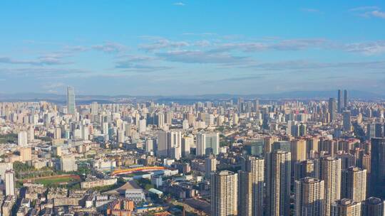 昆明二环西路楼顶航拍昆明城全景