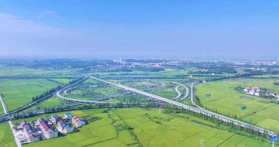 湖北省黄梅县高速公路互通立交环绕航拍延时
