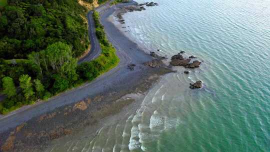 海岸，道路，海洋，房屋