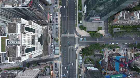 4k城市交通-深圳福田区福强路航拍