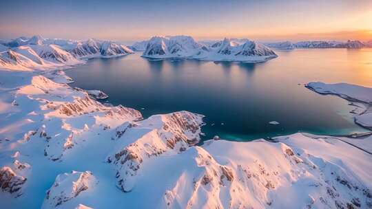 雪山湖泊航拍全景