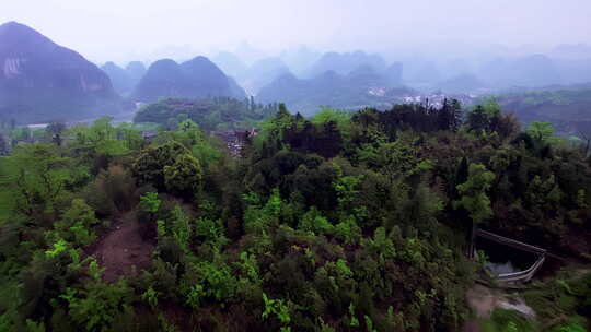 广东清远连南县南岗瑶族千年瑶寨航拍风光