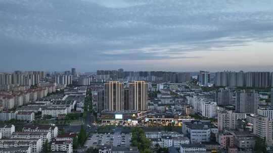 4K航拍江苏昆山城市夕阳夜景风光