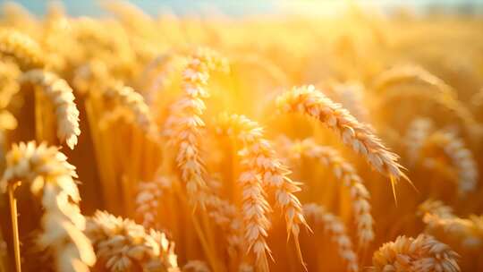 唯美金色麦田麦穗丰收ai素材成熟小麦农业视频素材模板下载