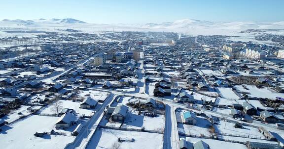 航拍三河马故乡：内蒙古额尔古纳三河乡冬雪