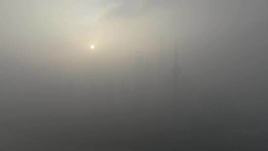 上海平流雾 城市风光航拍