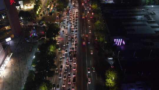广州天河区交通夜景车流天河路