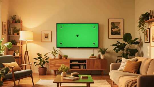 客厅绿屏电视场景