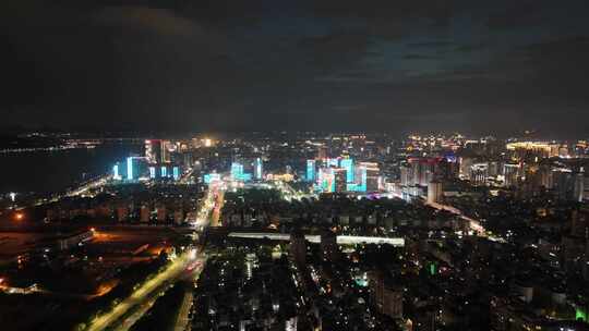 合集广东汕头城市大景夜景灯光航拍