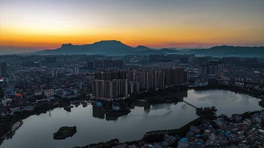 广西贵港城市日转夜航拍延时