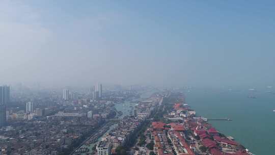 航拍广西北海老城区海边外沙岛红房子旅游