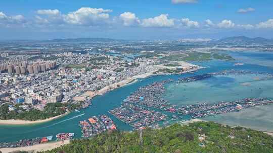 海南陵水疍家鱼排玻璃海海湾玻璃海航拍