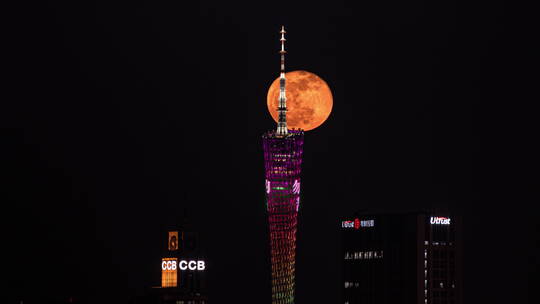 广州塔超级月亮延时