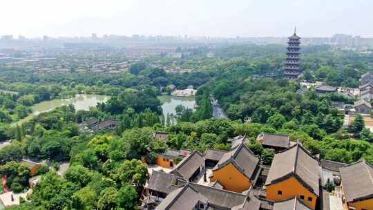 航拍扬州观音山大明寺栖灵塔景区