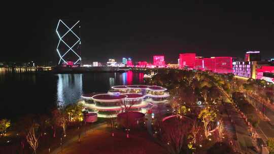 临港自贸区夜景 滴水湖夜景全景