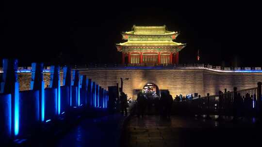 永年城 广府古城 夜景 灯光秀 古城街道