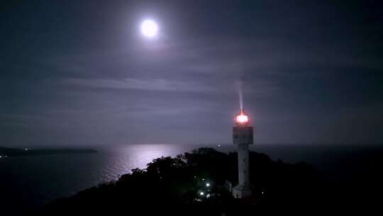 涠洲岛 夜幕 闪电 灯塔