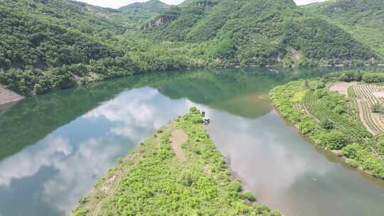 辽宁桓仁夏季自然山水风光航拍4K