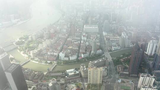 上海黄浦区外滩景点苏州河4K航拍