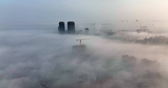 上海中庚平流雾环球创意中心航拍
