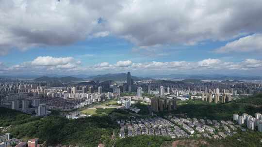 城市蓝天白云天际线城市高楼建筑航拍