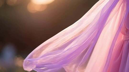 飘逸粉色纱裙随风轻扬