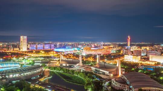 北京鸟巢建筑群夜景