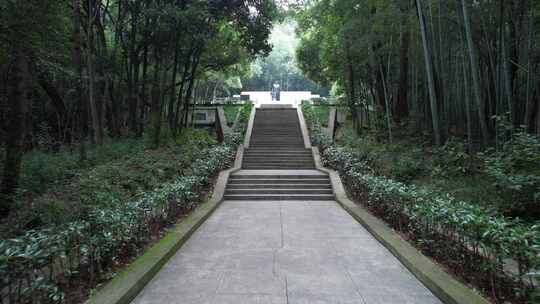 项英铜像纪念广场航拍