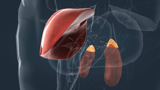 医学人体器官肾脏内分泌系统肾上腺三维动画