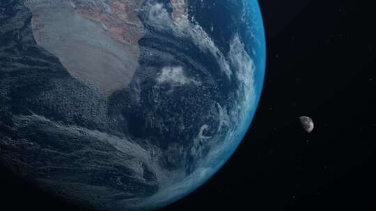 3D渲染地球月球视频素材模板下载