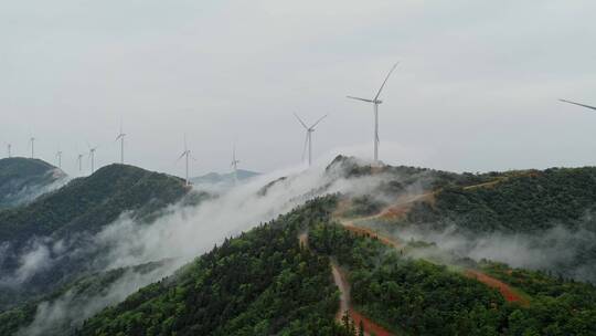 风力发电车新能源绿色能源航拍视频视频素材模板下载