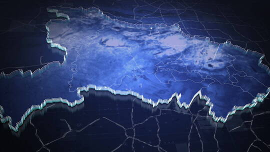 【无插件】蓝色科技感地图分布湖北