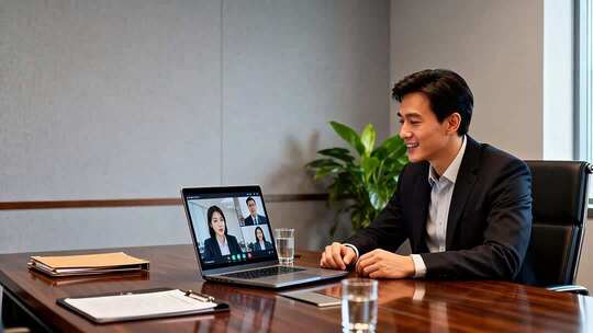 商务人士进行视频会议