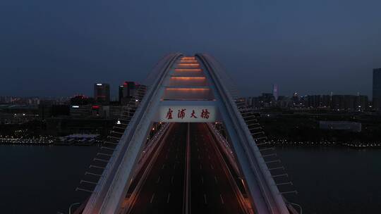 上海新冠疫情卢浦大桥夜景航拍