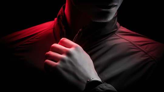 暗色调男士拉开夹克特写