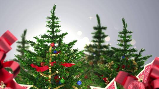 4K旋转圣诞树圣诞节装饰元素3d循环动画 (2)