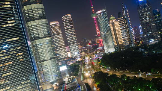 上海陆家嘴夜景（旋转镜头）悟2航拍