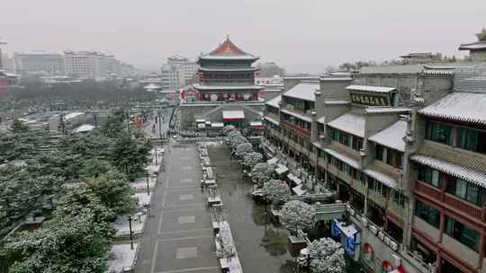 西安鼓楼 回民街雪景