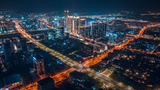 杭州城西未来科技城夜景车流延时