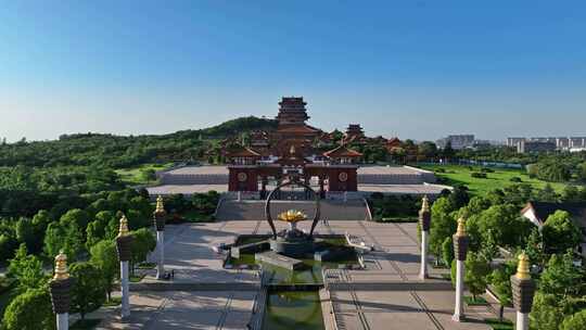 航拍徐州经济技术开发区宝莲寺佛教文化景区